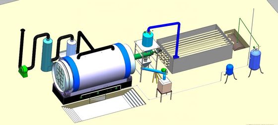 Ligne de production de pneus de pyrolyse à pétrole de 38 tonnes de capacité pour un emplacement de 300 m2